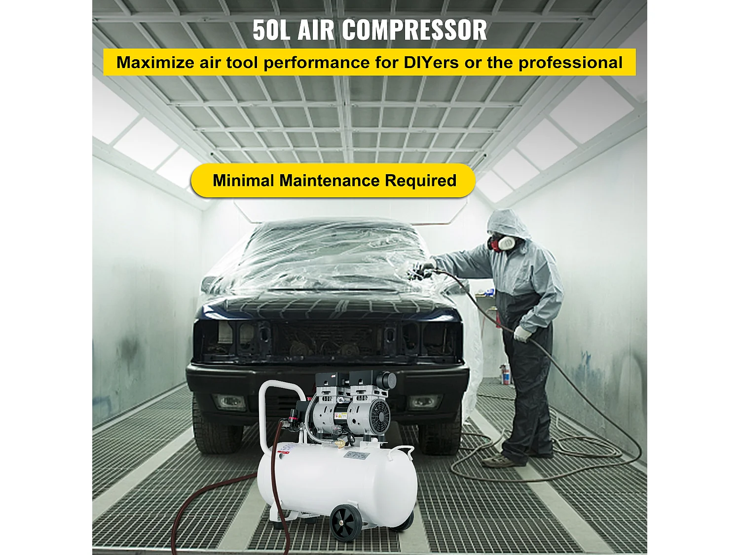 Compresseur D'air SucceBuy Compresseur D'air Ultra Silencieux, Sans Huile, 13,2 Gallons, 1 CV