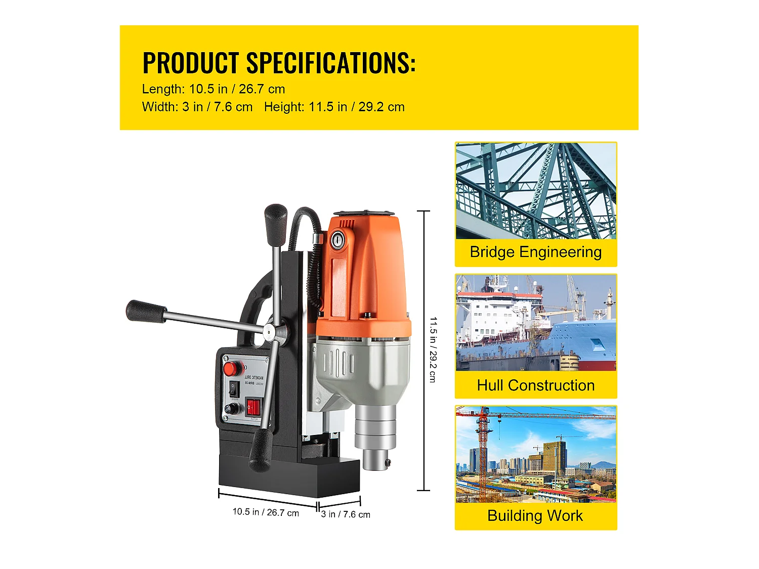 Perceuse Magnétique SucceBuy 240V 980W 35mm, Perceuse Magnétique Électromagnétique Industrielle