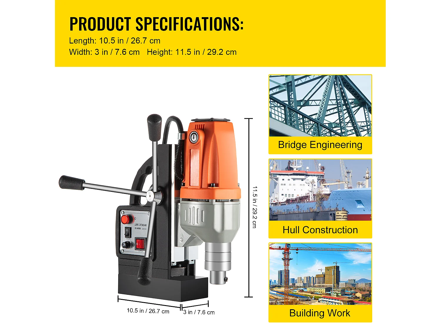 Perceuse Magnétique SucceBuy 240V 980W 35mm, Perceuse Magnétique Électromagnétique Industrielle