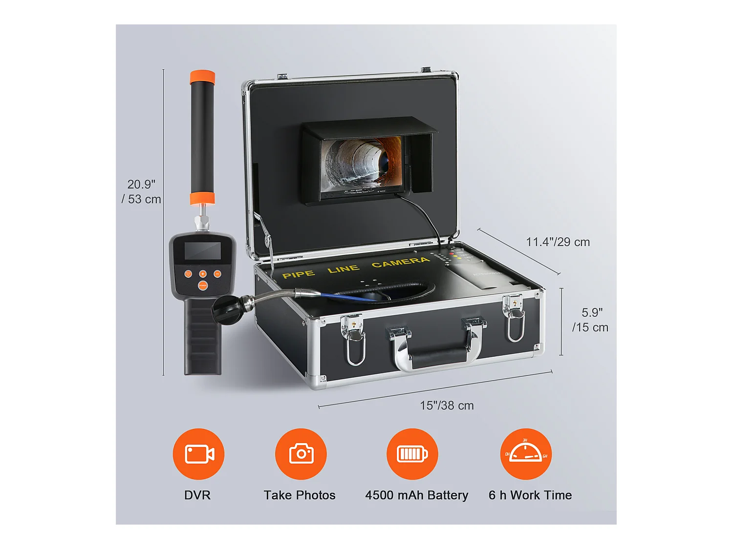 Cámara de Cloaca SucceBuy 1000TVL, Inspección de Tubos de 3048CM, Pantalla de 17.78CM, Localizador, 512 Hz
