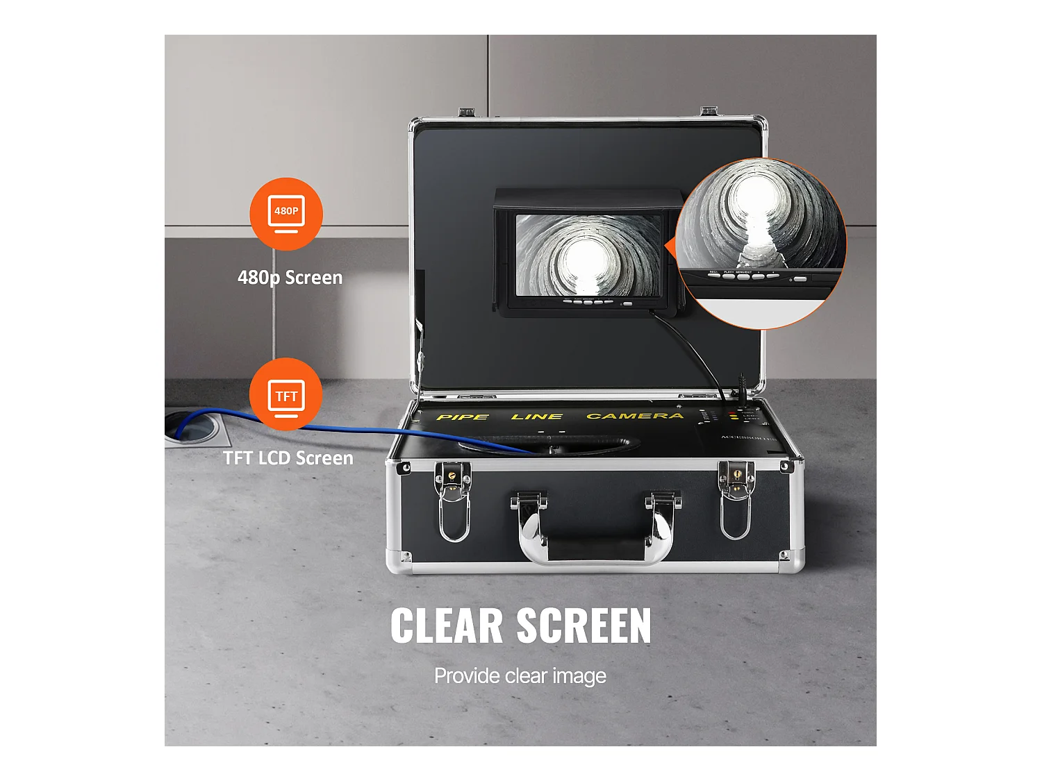 Cámara de Cloaca SucceBuy 1000TVL, Inspección de Tubos de 3048CM, Pantalla de 17.78CM, Localizador, 512 Hz