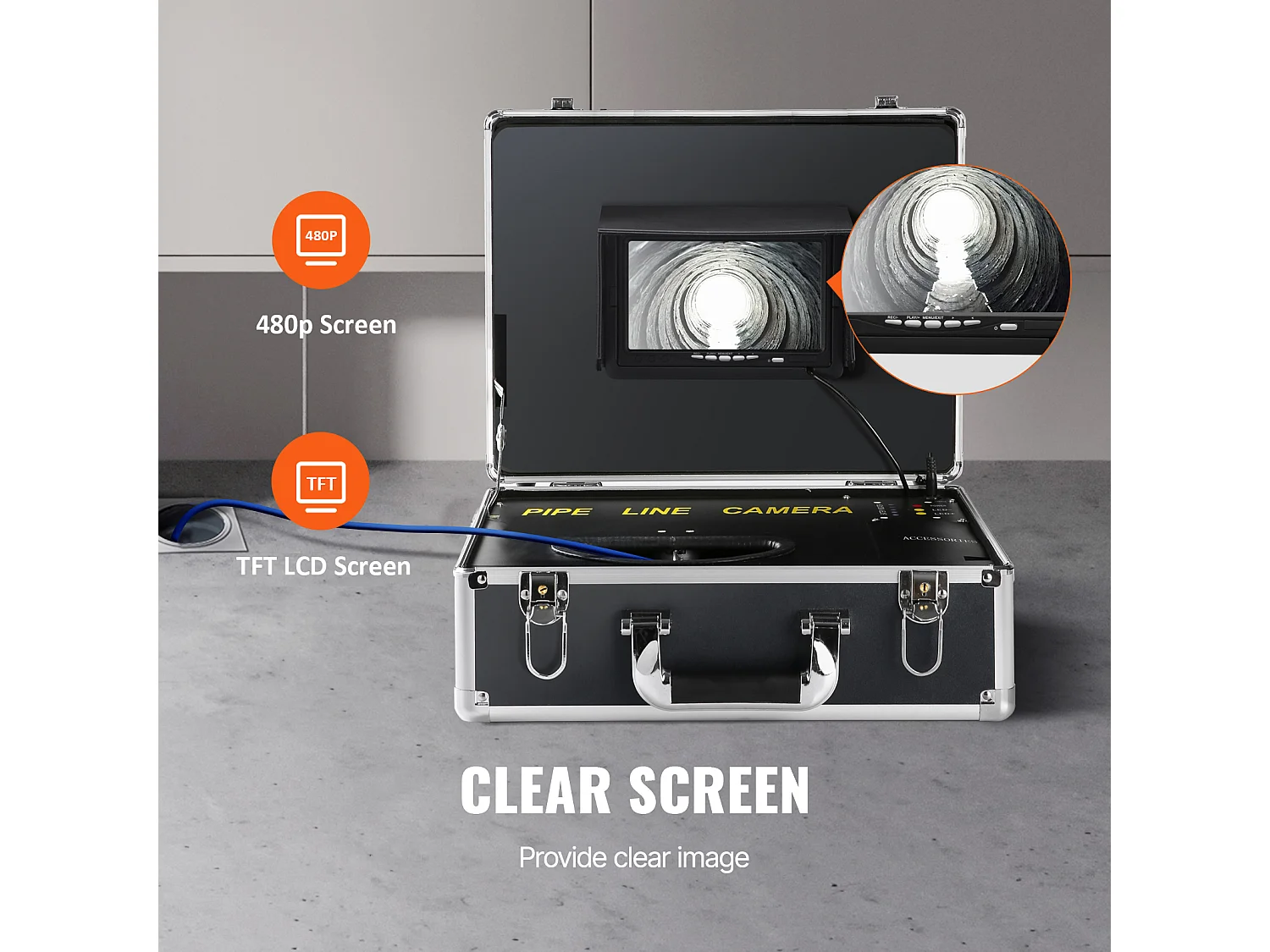 Caméra d'Égout SucceBuy 1000TVL, Inspection de Tuyaux de 3048CM, Écran 17.78CM, Localisateur, 512 Hz