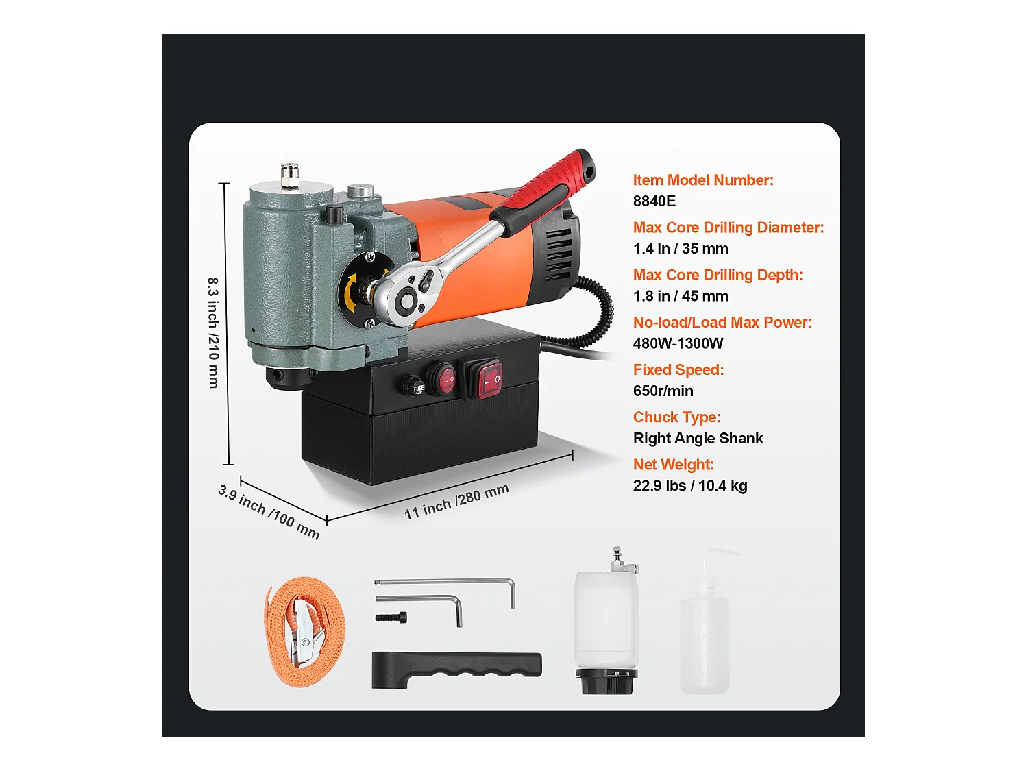 Perceuse Magnétique à Colonne SucceBuy 1300 W, Perceuse Magnétique à Profil Bas, Portable