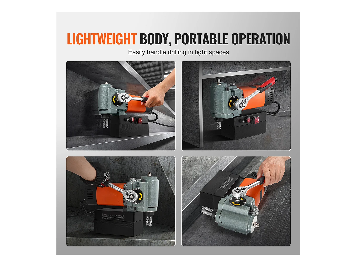 Perceuse Magnétique à Colonne SucceBuy 1300 W, Perceuse Magnétique à Profil Bas, Portable