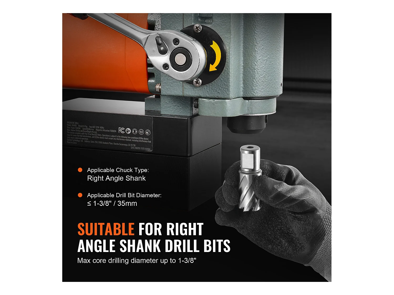 Perceuse Magnétique à Colonne SucceBuy 1300 W, Perceuse Magnétique à Profil Bas, Portable