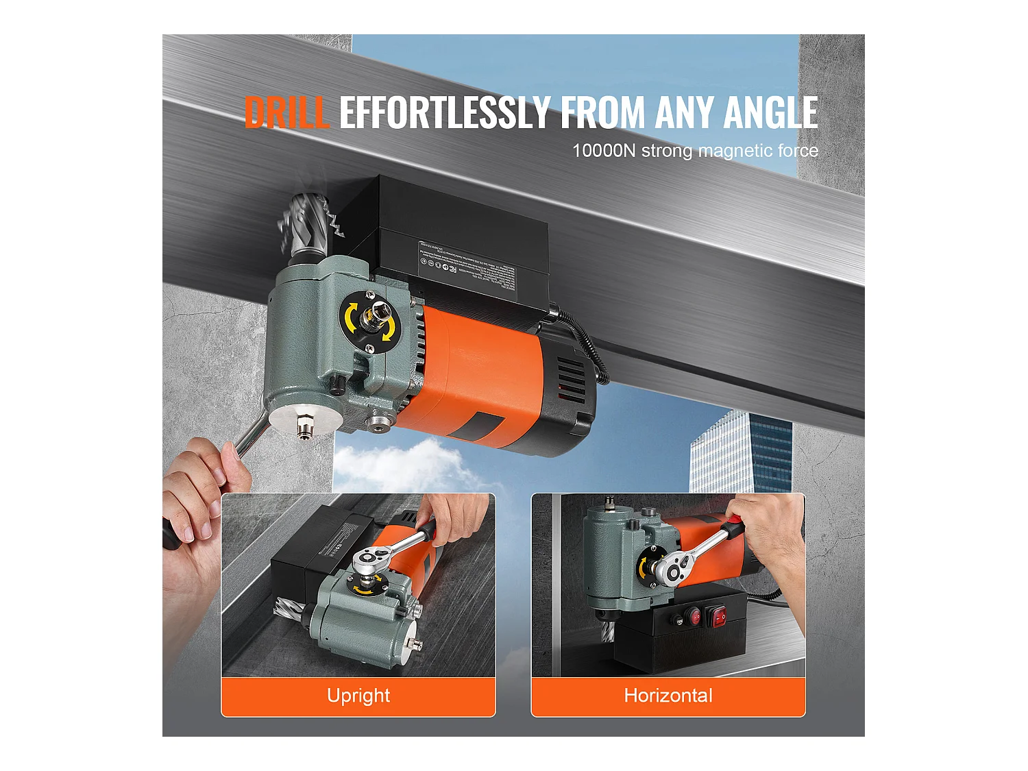 Perceuse Magnétique à Colonne SucceBuy 1300 W, Perceuse Magnétique à Profil Bas, Portable