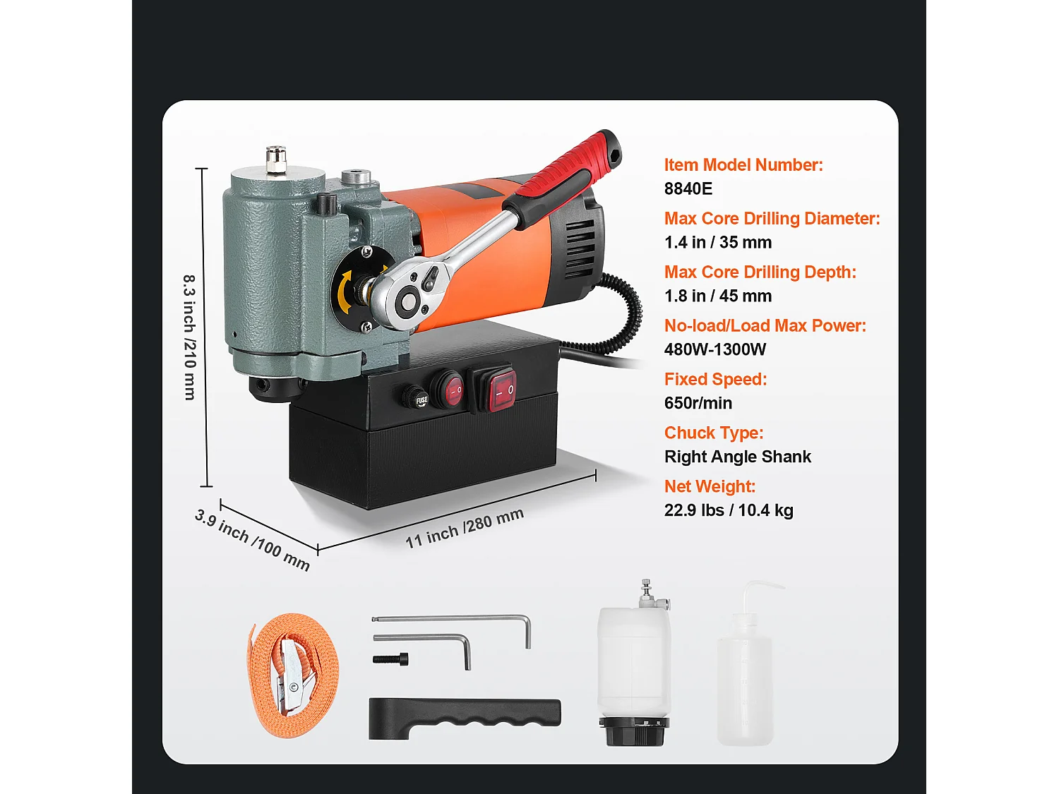 Perceuse Magnétique à Colonne SucceBuy 1300 W, Perceuse Magnétique à Profil Bas, Portable