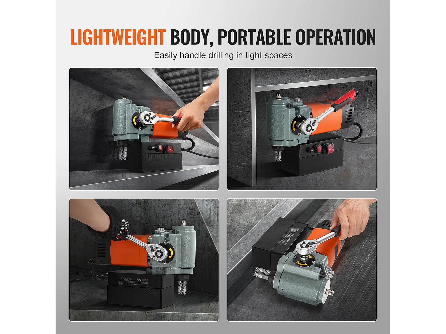 Perceuse Magnétique à Colonne SucceBuy 1300 W, Perceuse Magnétique à Profil Bas, Portable