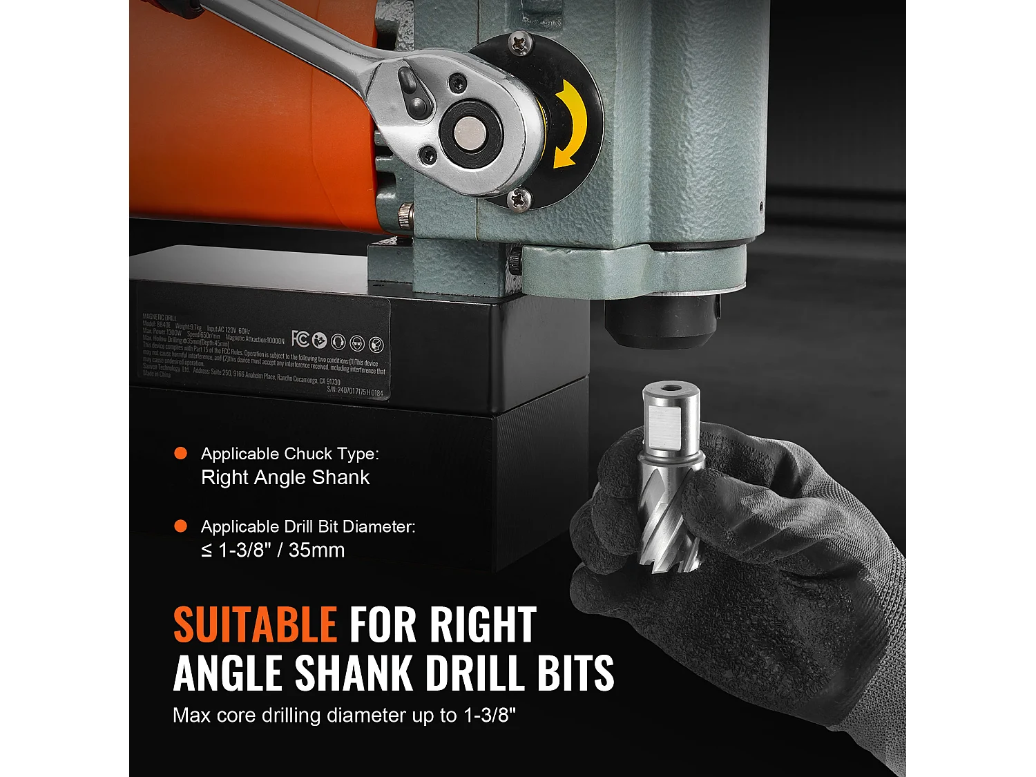 Perceuse Magnétique à Colonne SucceBuy 1300 W, Perceuse Magnétique à Profil Bas, Portable