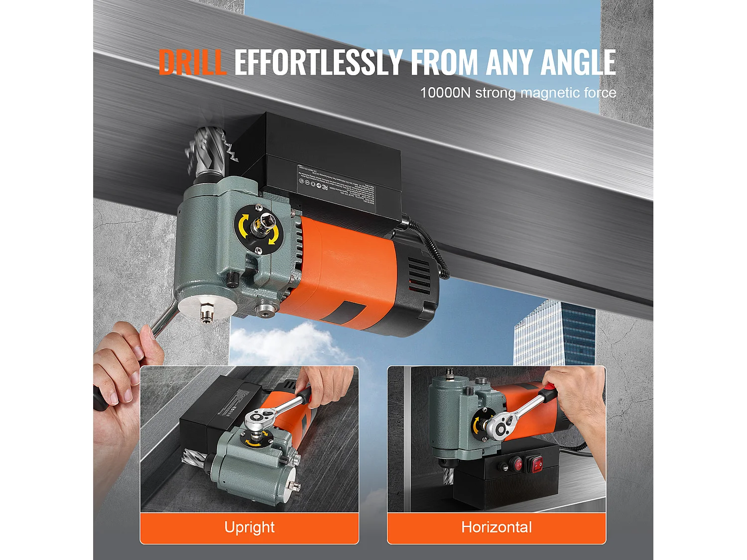 Perceuse Magnétique à Colonne SucceBuy 1300 W, Perceuse Magnétique à Profil Bas, Portable