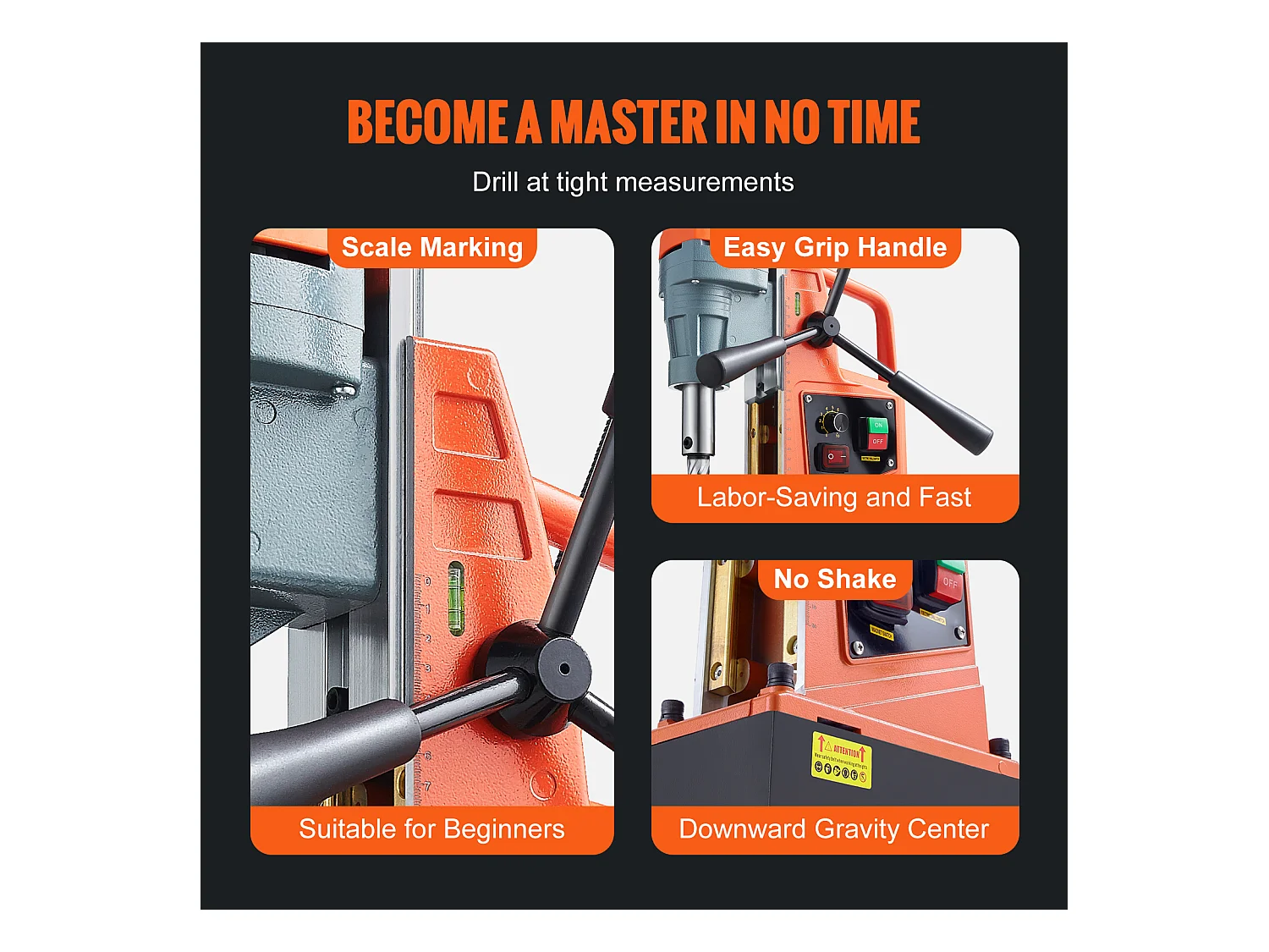 Perceuse Magnétique SucceBuy 1550 W, 2922 lbf, Perceuse Magnétique Portative à 500 tr/min