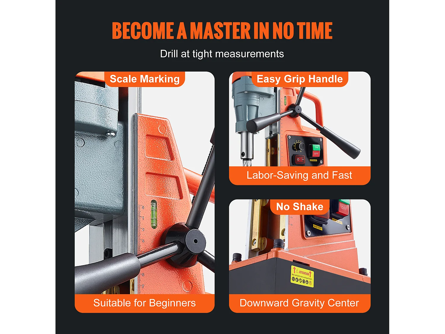 Perceuse Magnétique SucceBuy 1550 W, 2922 lbf, Perceuse Magnétique Portative à 500 tr/min