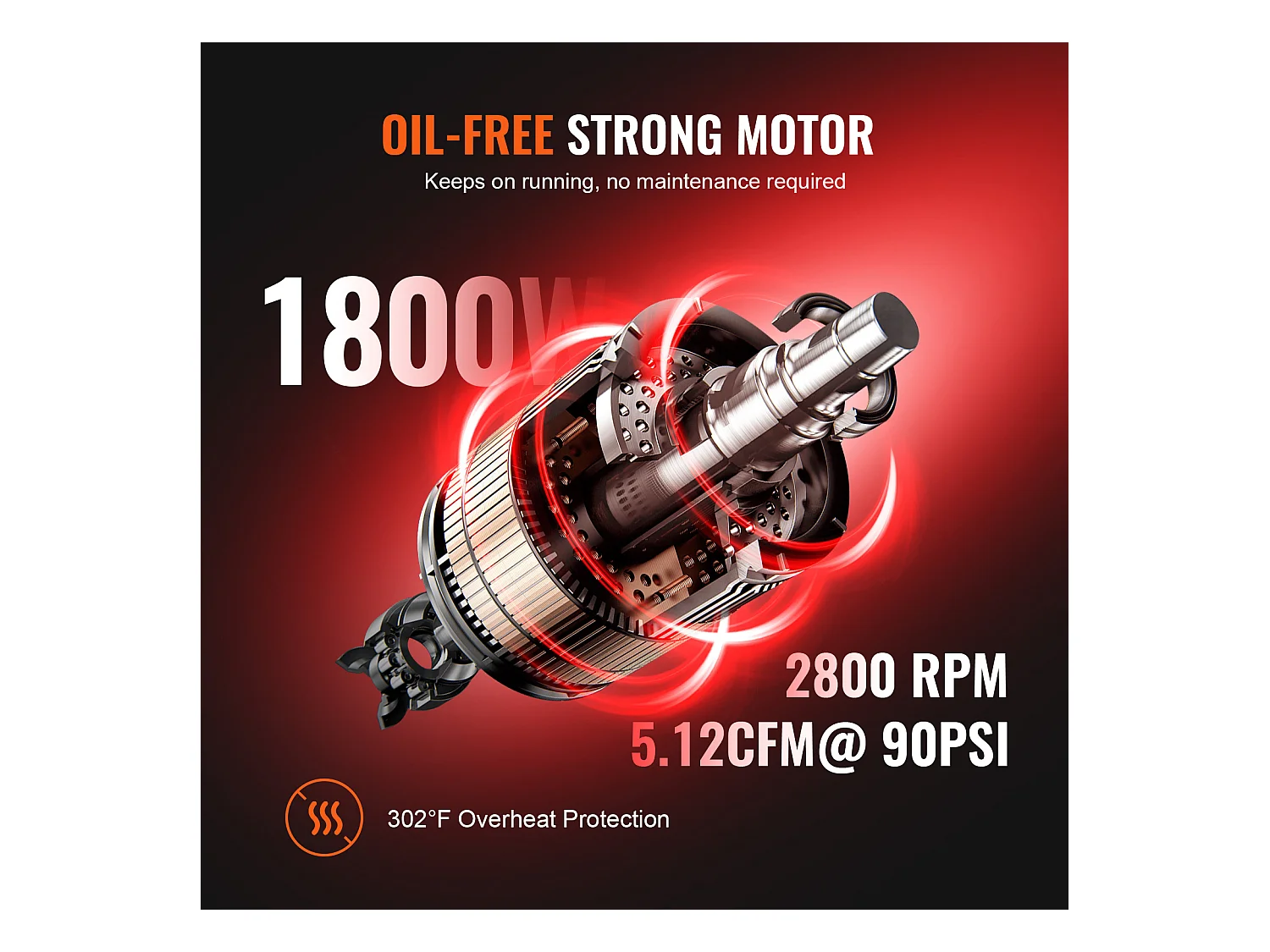 Compresseur D'air SucceBuy 9,3 Gallons 1800 W 5,12 CFM à 90 PSI 70 dB Ultra Silencieux Sans Huile