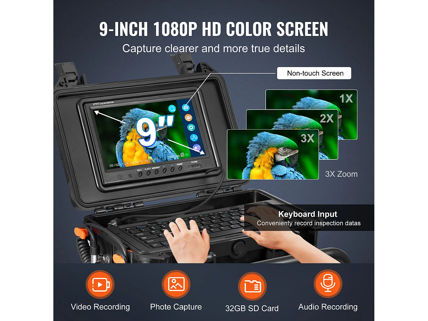 Caméra SucceBuy Caméra D'égout, 230 pi/70 m de Longueur, Caméra de Drainage à Nivellement Automatique avec Émetteur 512 Hz.