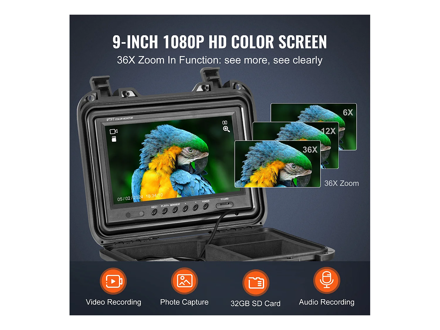 Caméra SucceBuy Caméra D'égout, 165 pi/50 m de long, Caméra de Drainage à Nivellement Automatique avec Écran de 9 po et Zoom 36X.