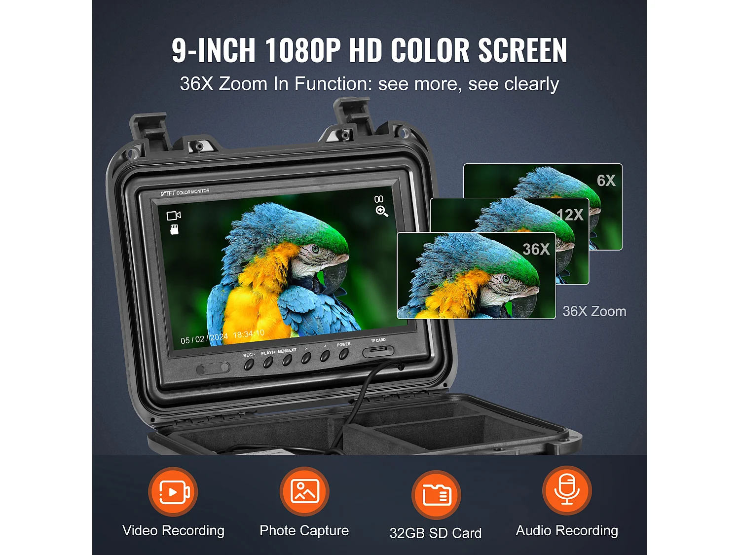 Kamera SucceBuy Kamera Kanalizacyjna, Długość 165 stóp/50 m, Samopoziomująca Kamera do Kanalizacji z Ekranem 9" i 36-krotnym Zoomem.