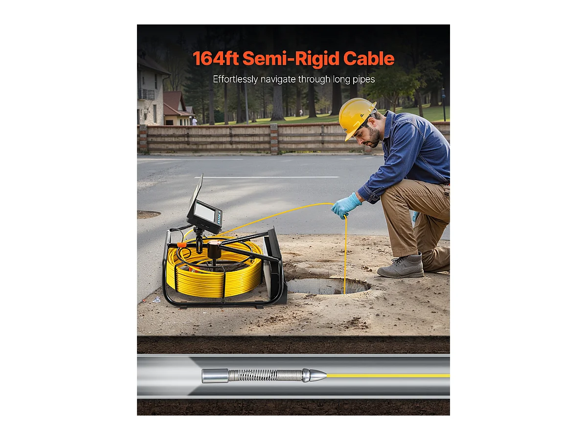 Caméra SucceBuy Caméra D'égout 50 m 4,3 pouces avec 6 LED Carte 16 Go pour Conduits