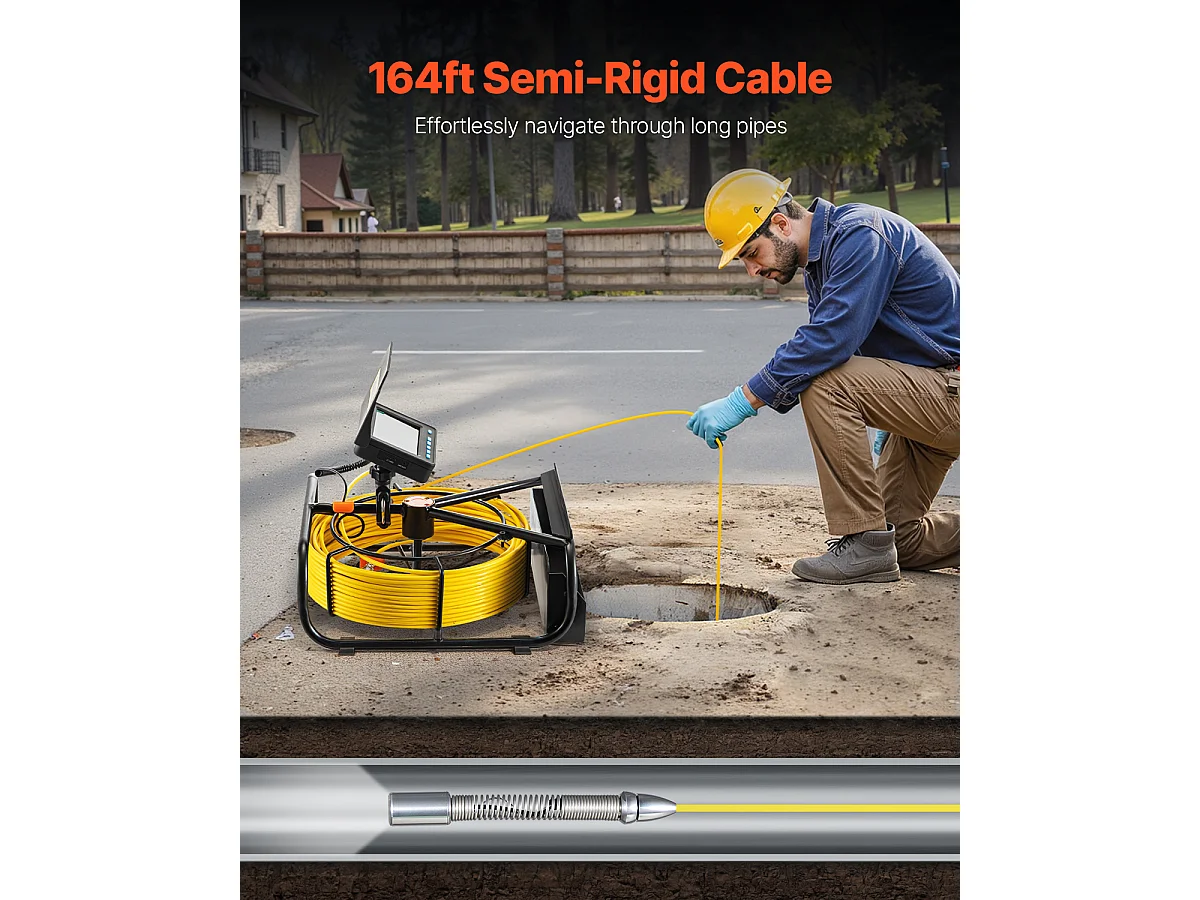 Caméra SucceBuy Caméra D'égout 50 m 4,3 pouces avec 6 LED Carte 16 Go pour Conduits