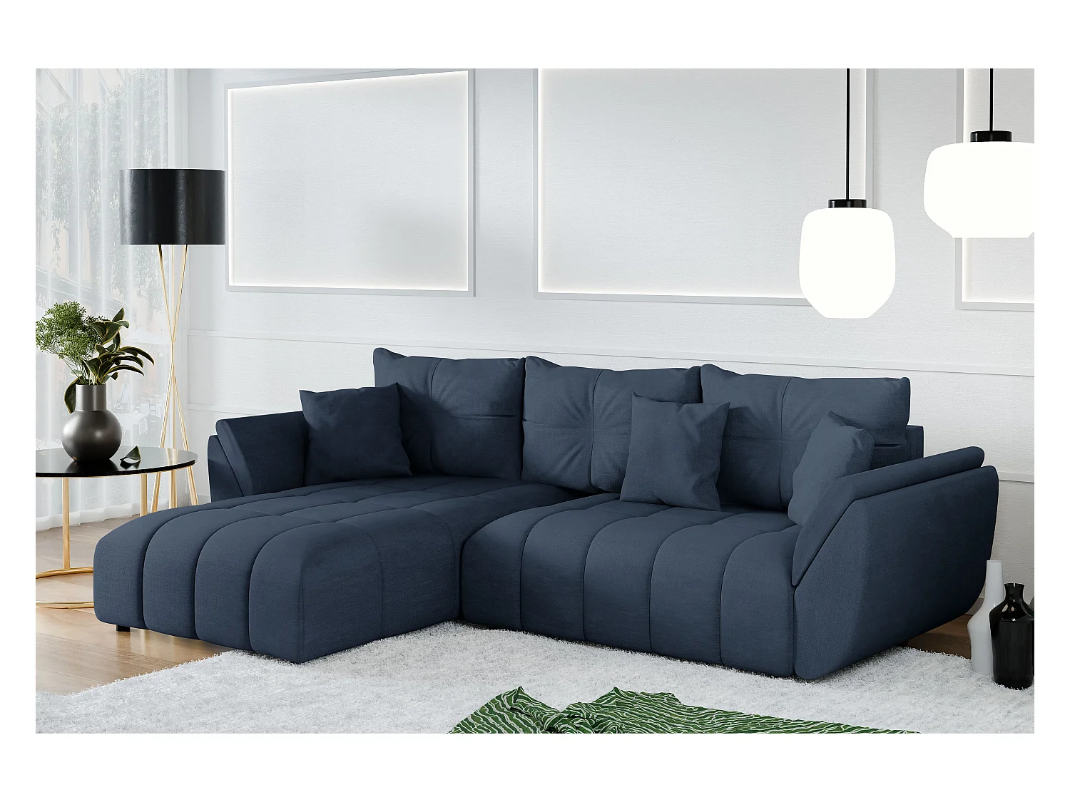 AX LIVING Canapé d angles convertible Verciani canapé méridien bleu