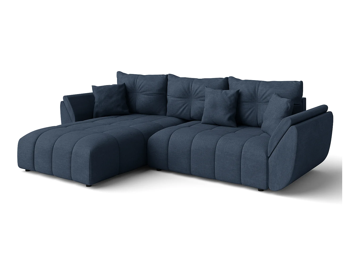 AX LIVING Eckcouch blau Verciani Schlaffunktion Bettkasten 266cm