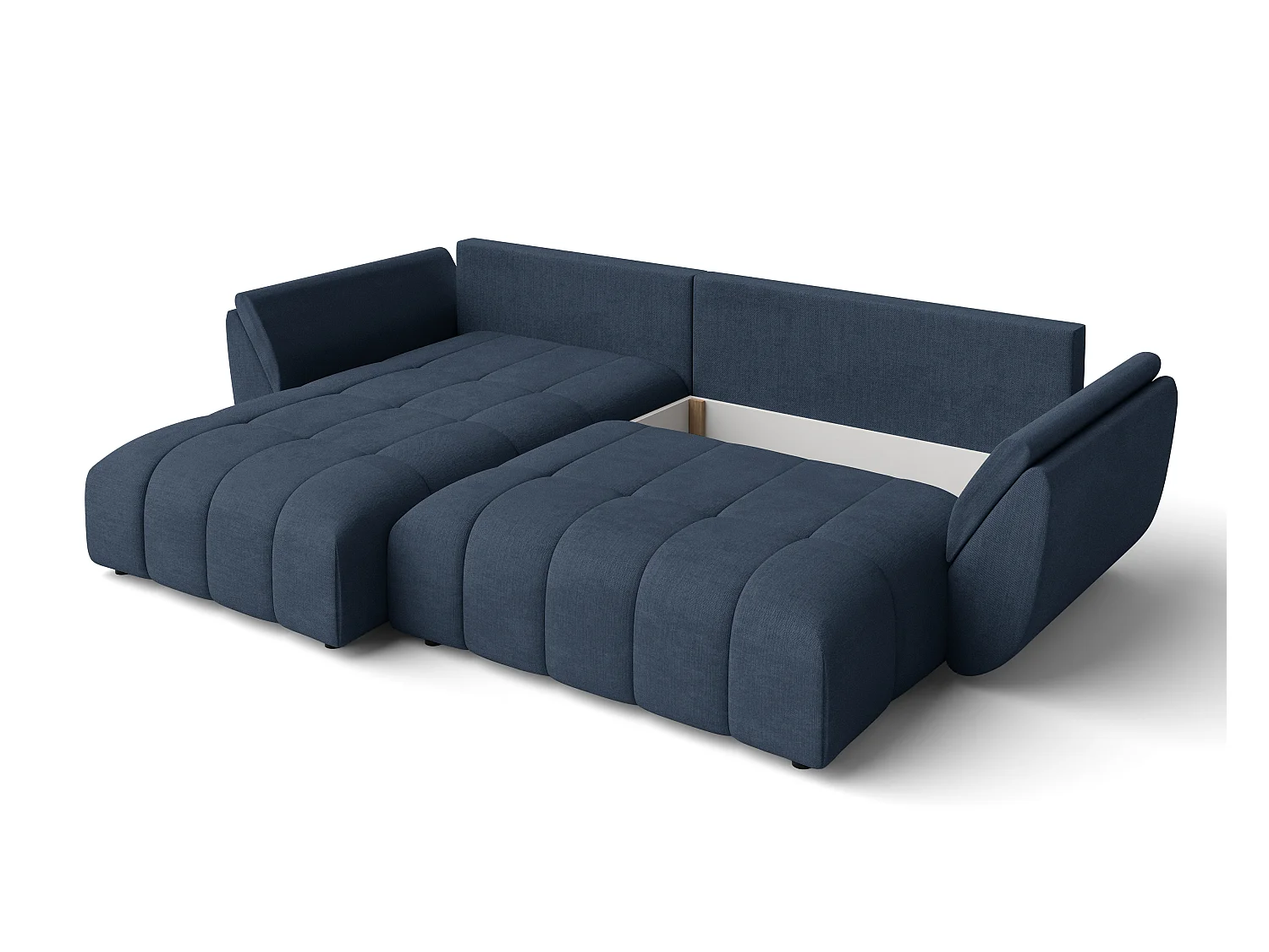 AX LIVING Eckcouch blau Verciani Schlaffunktion Bettkasten 266cm