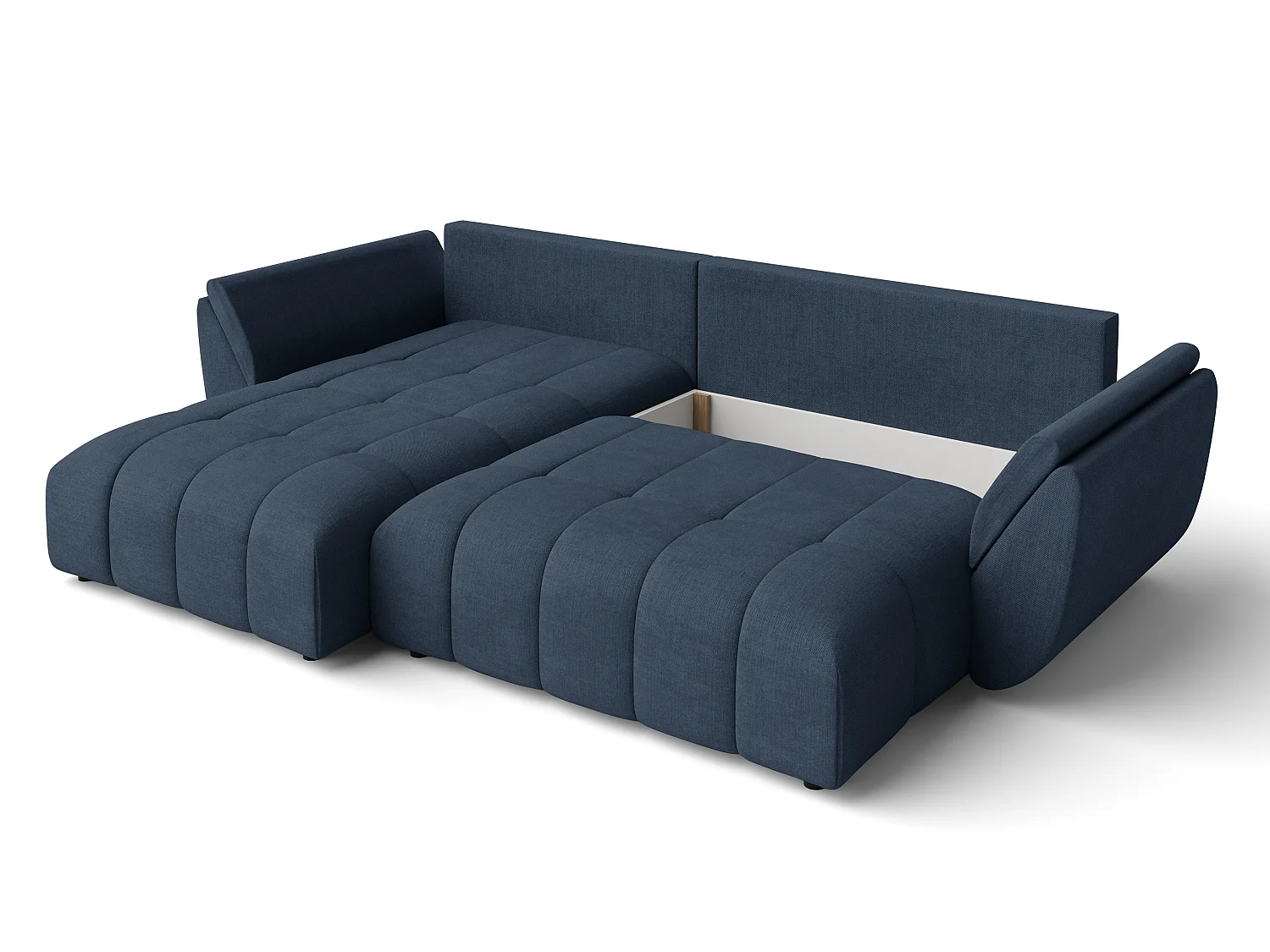AX LIVING Eckcouch blau Verciani Schlaffunktion Bettkasten 266cm