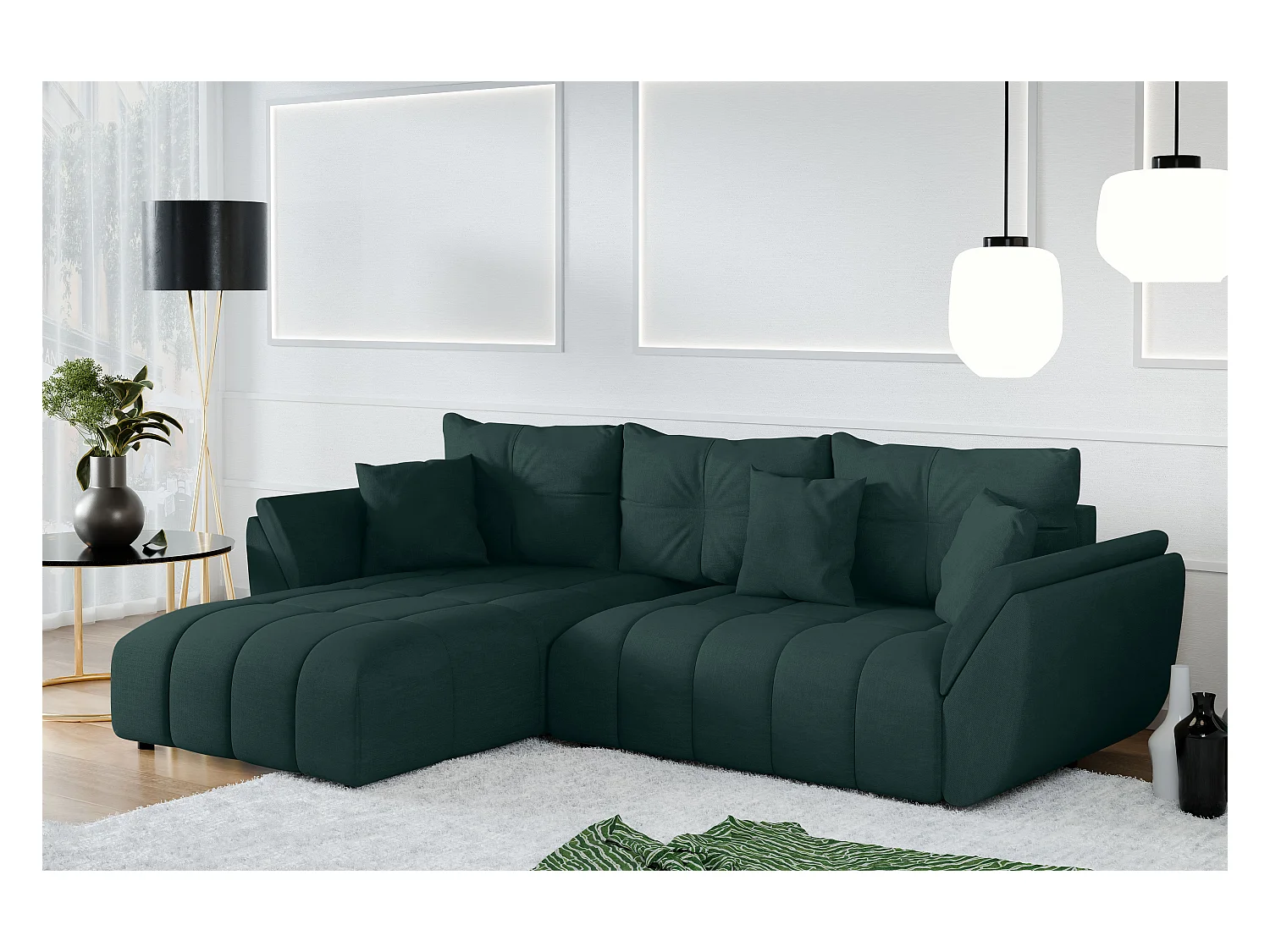 AX LIVING Canapé d angles convertible Verciani canapé méridien vert