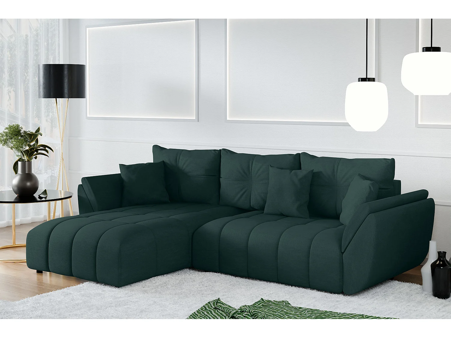 AX LIVING L Form Ecksofa grün Verciani Schlaffunktion Bettkasten 280cm