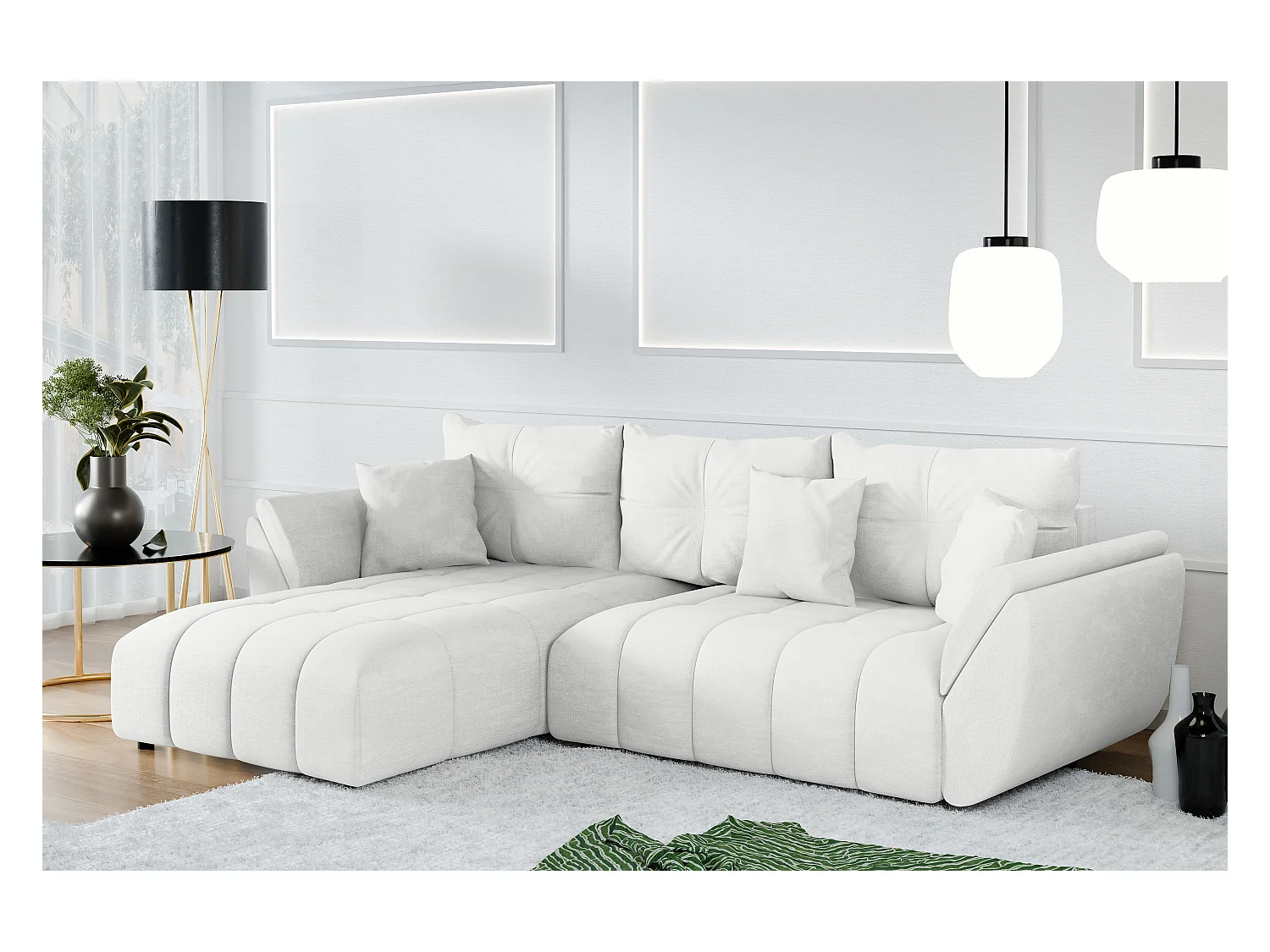 AX LIVING Canapé d angles convertible Verciani canapé méridien blanc