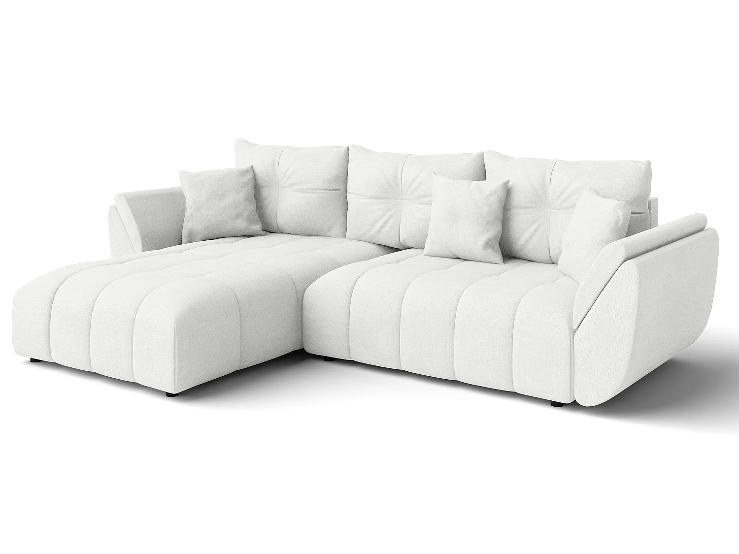 AX LIVING Weiße Eckcouch Verciani Schlaffunktion Bettkasten 266cm