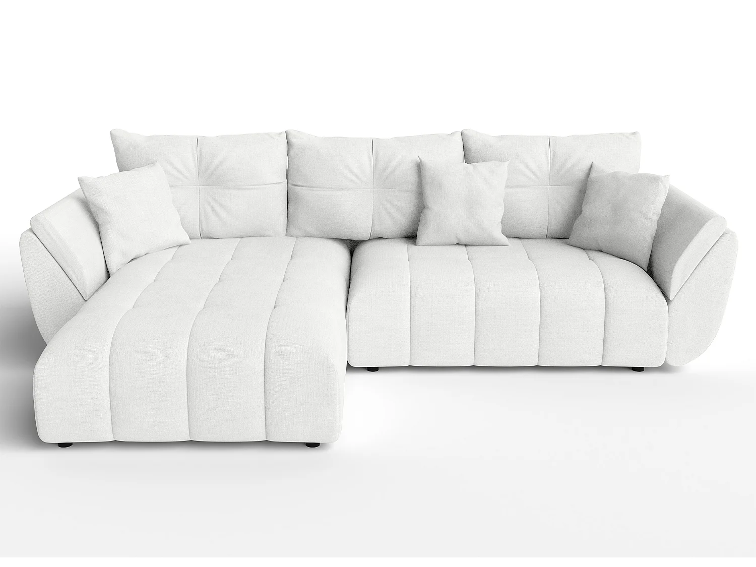 AX LIVING Weiße Eckcouch Verciani Schlaffunktion Bettkasten 280cm