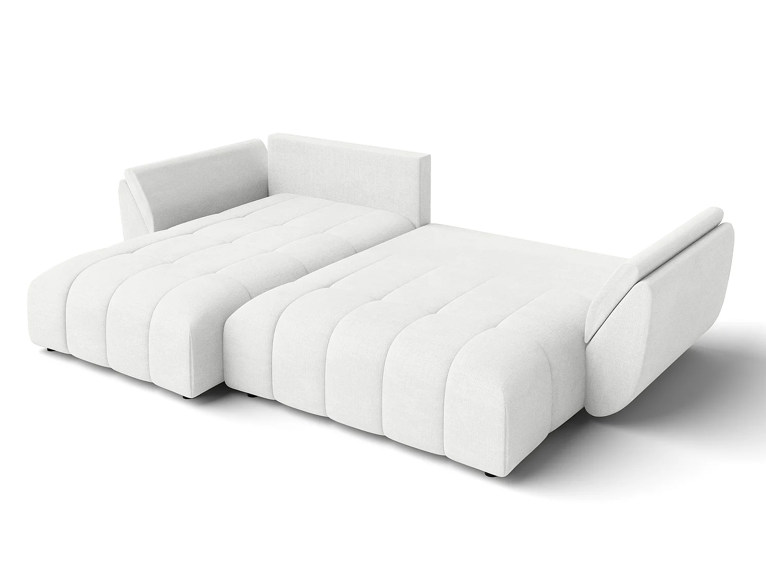 AX LIVING Weiße Eckcouch Verciani Schlaffunktion Bettkasten 280cm