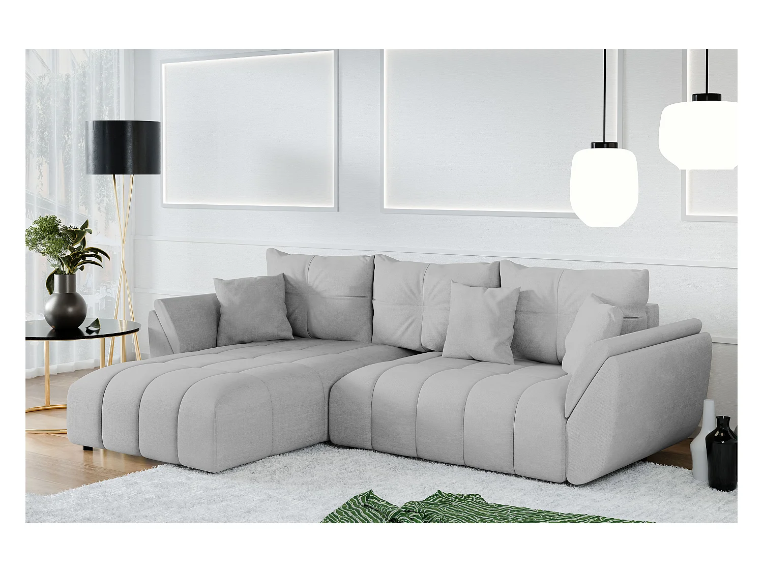 AX LIVING Canapé d angles convertible Verciani canapé méridien gris clair