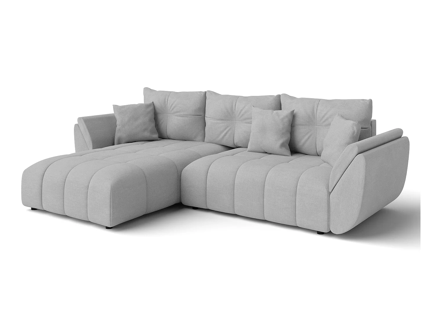 AX LIVING L Form Couch hellgrau Verciani Schlaffunktion Bettkasten 266