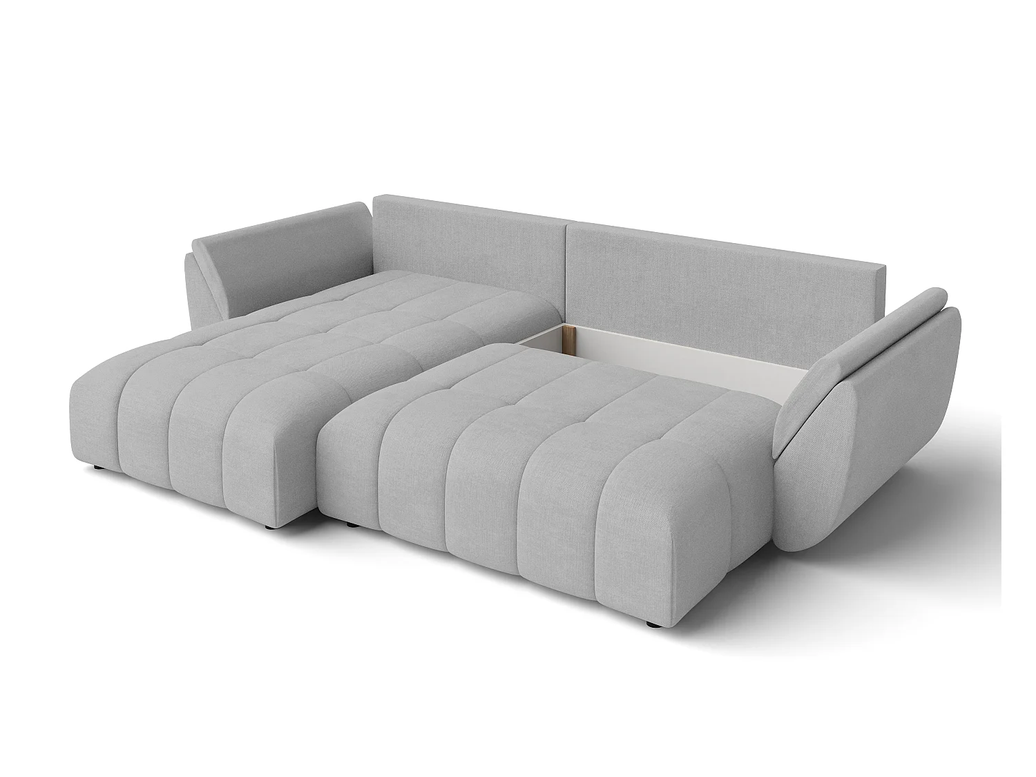 AX LIVING L Form Couch hellgrau Verciani Schlaffunktion Bettkasten 266