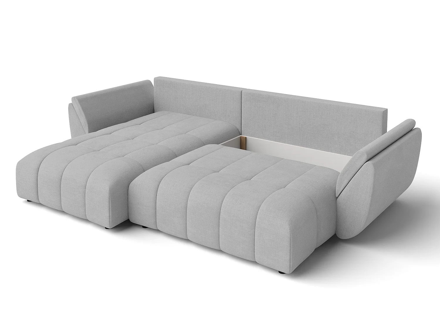 AX LIVING L Form Couch hellgrau Verciani Schlaffunktion Bettkasten 266