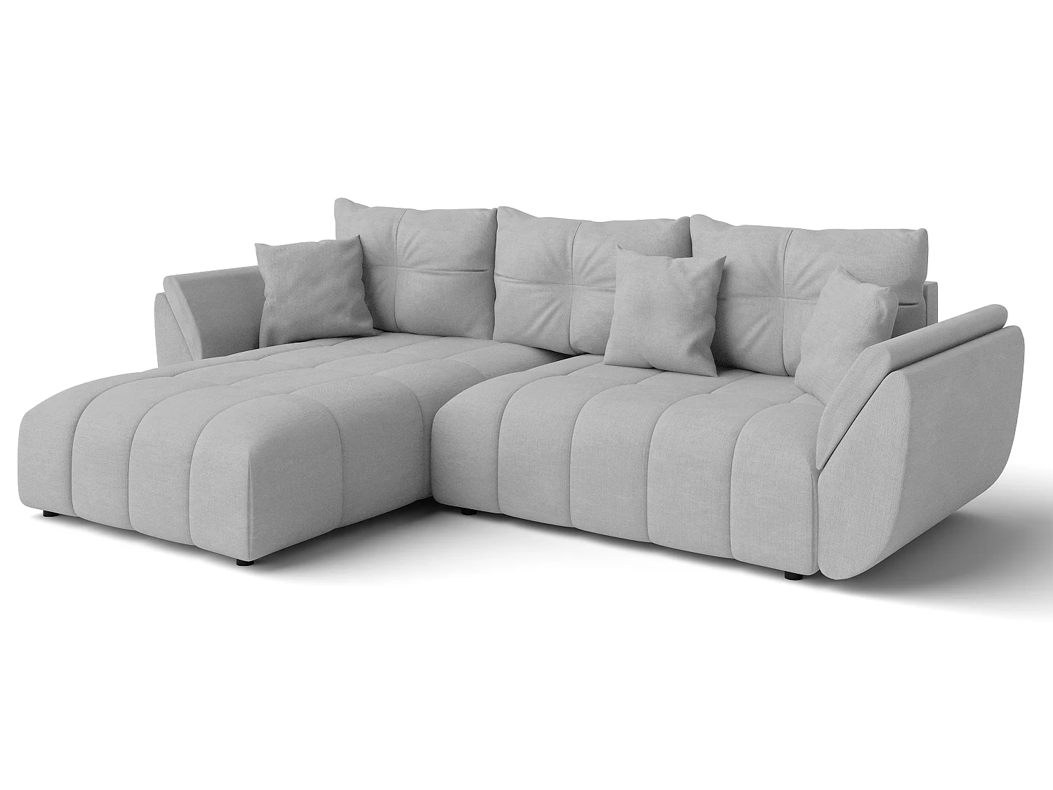 AX LIVING L Form Couch hellgrau Verciani Schlaffunktion Bettkasten 280