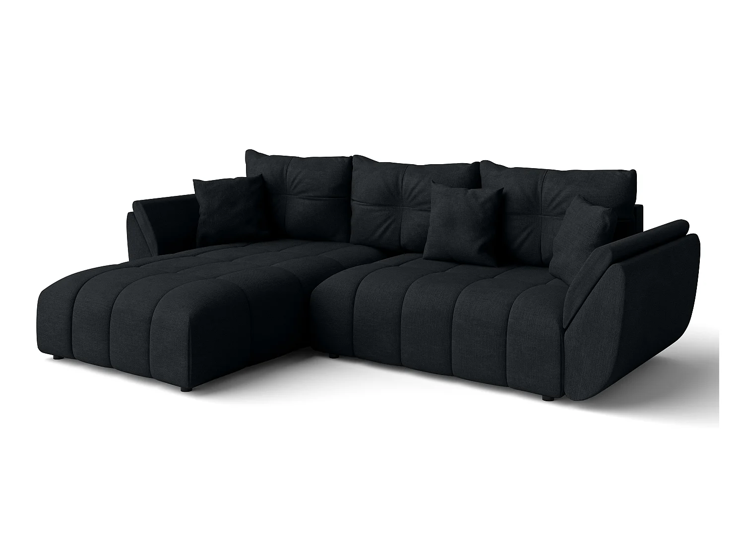 AX LIVING L Form schwarze Ecksofa Verciani Schlaffunktion Bettkasten