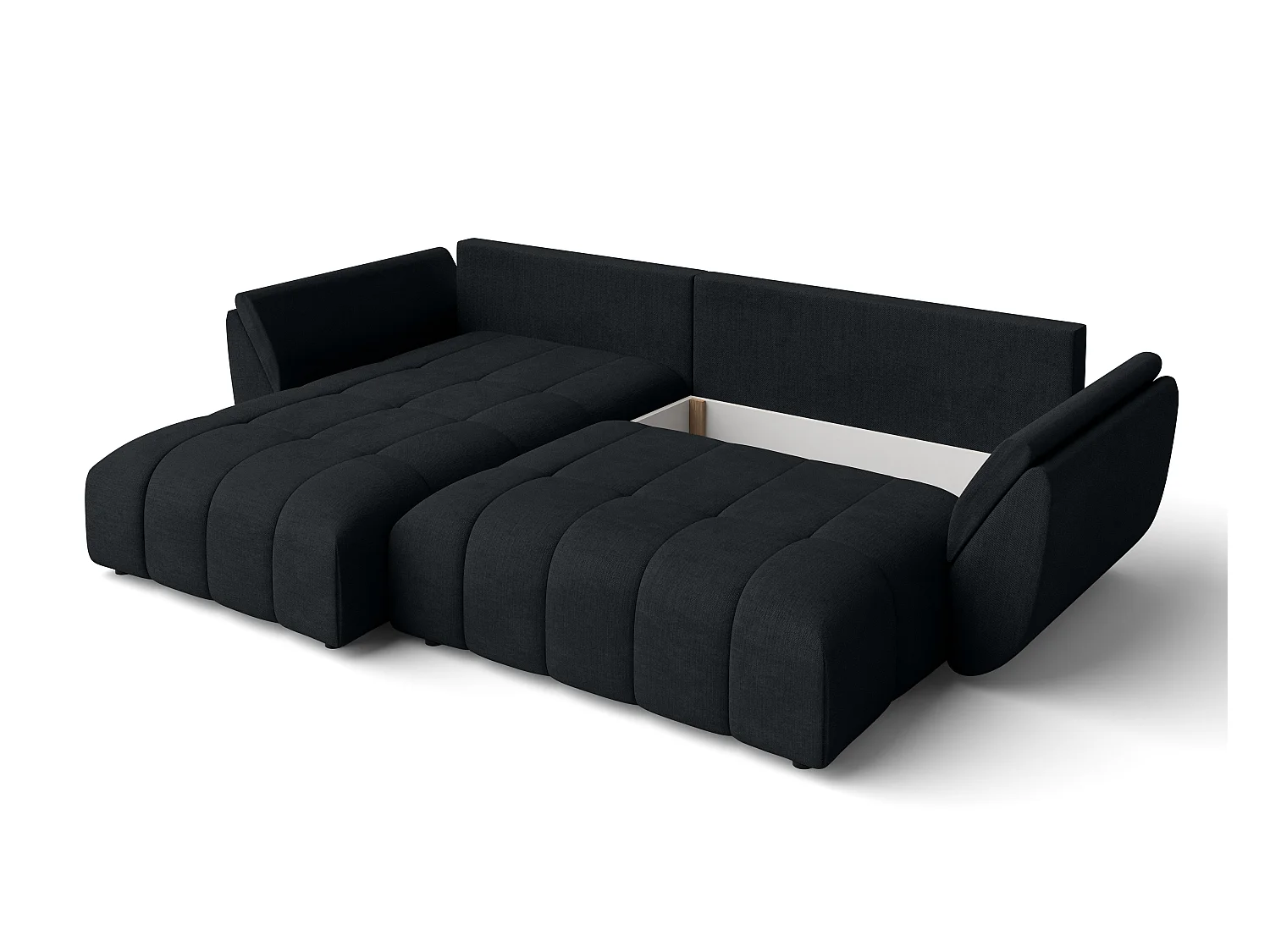 AX LIVING L Form schwarze Ecksofa Verciani Schlaffunktion Bettkasten