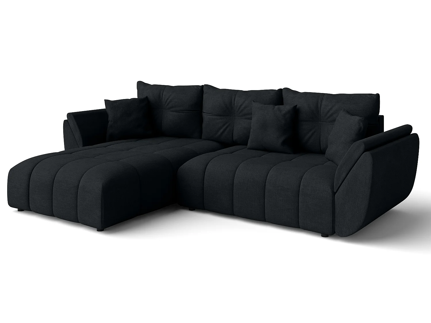 AX LIVING L Form schwarze Ecksofa Verciani Schlaffunktion Bettkasten