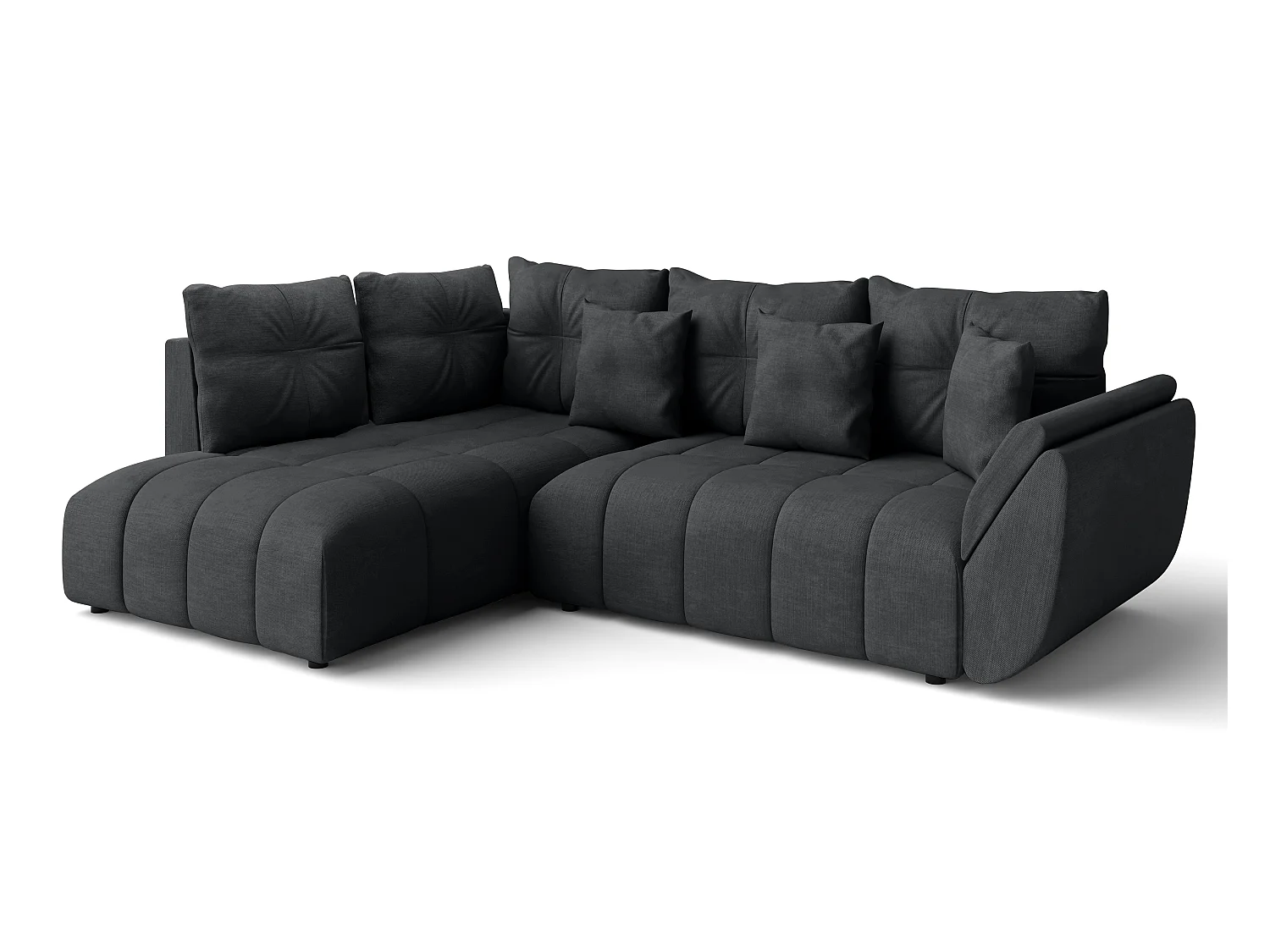 AX LIVING Canapé avec fonction lit canapé d'angle gris foncé Corleone