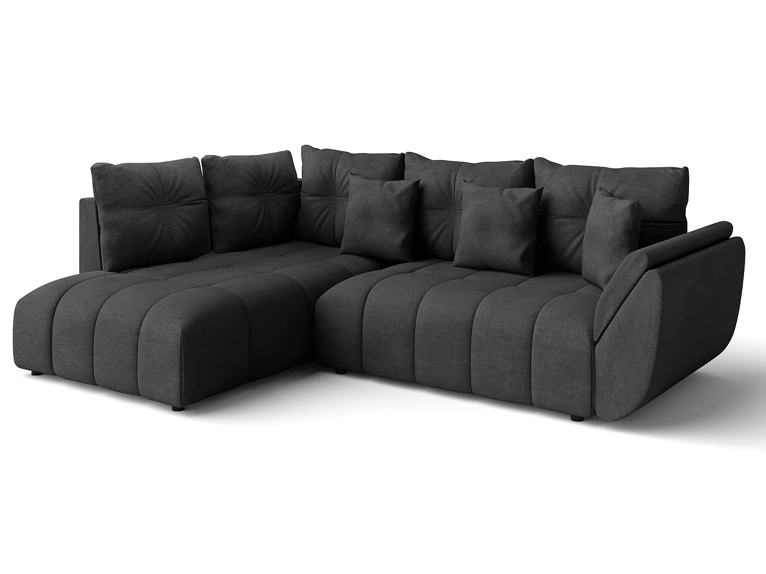 AX LIVING Couch mit Bettfunktion Ecksofa dunkelgrau Corleone in L Form