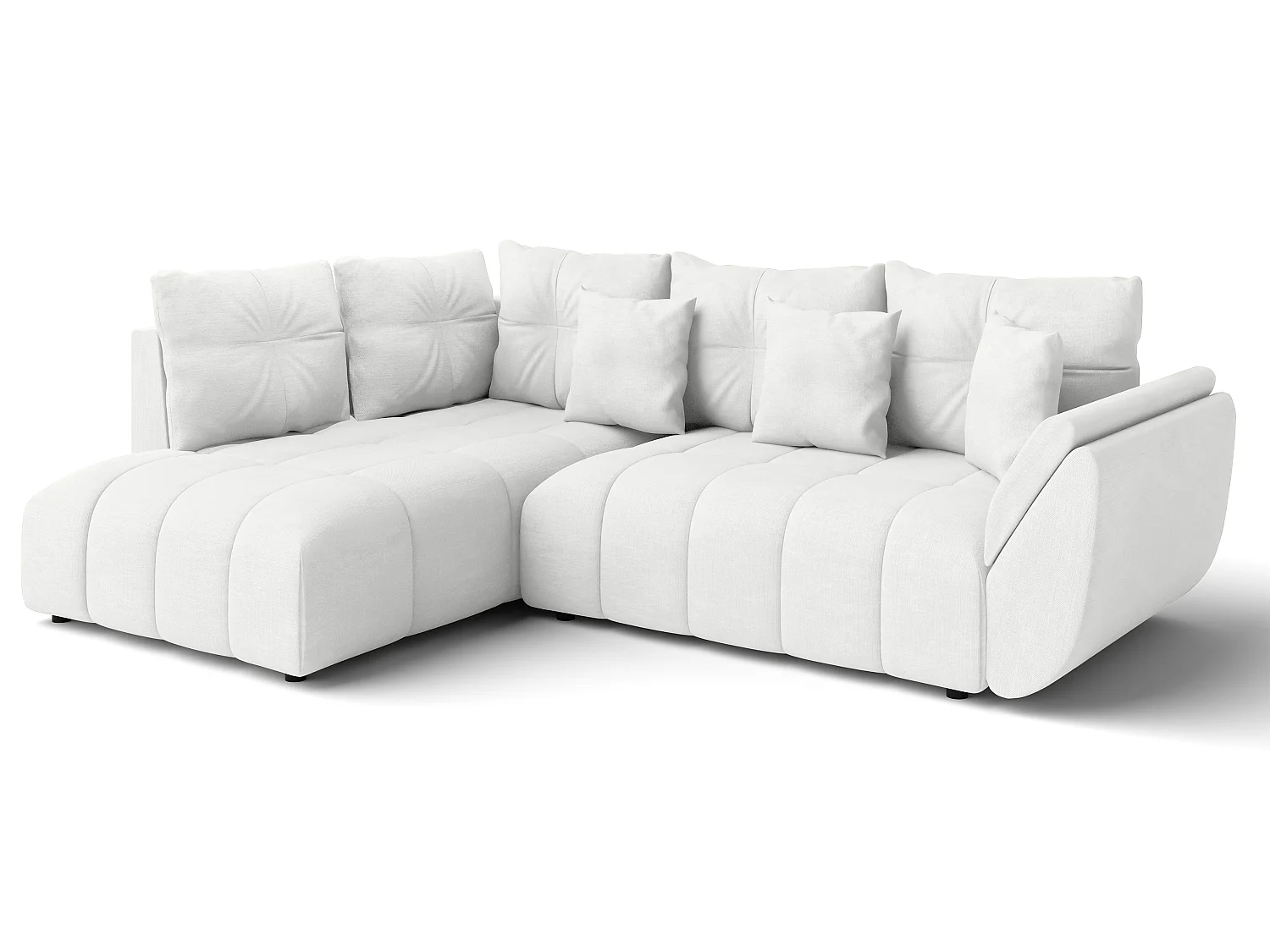 AX LIVING Couch mit Bettfunktion Corleone weiße Eckcouch in L Form