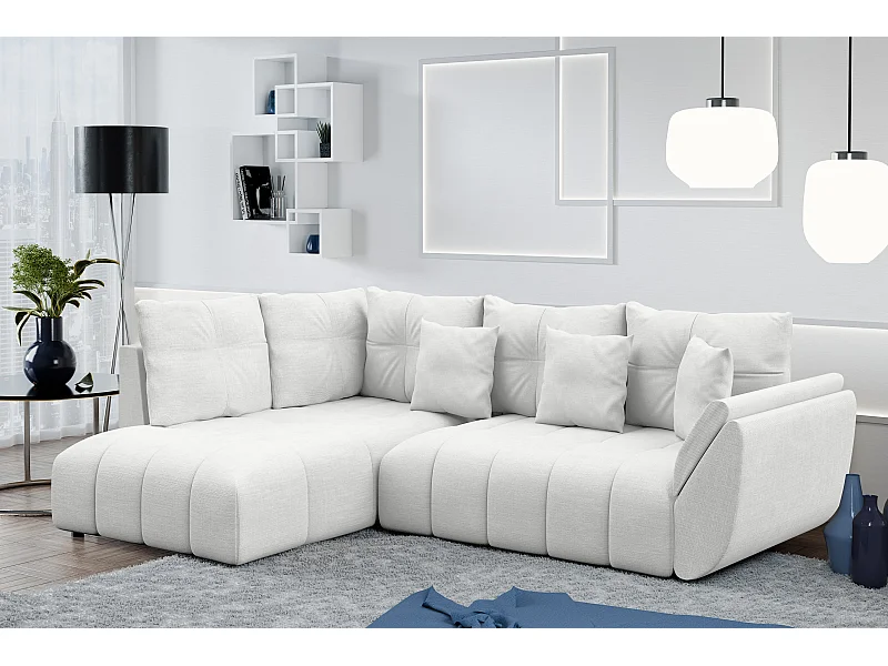 AX LIVING Canapé avec fonction lit Corleone blanc canapé d'angle 266cm