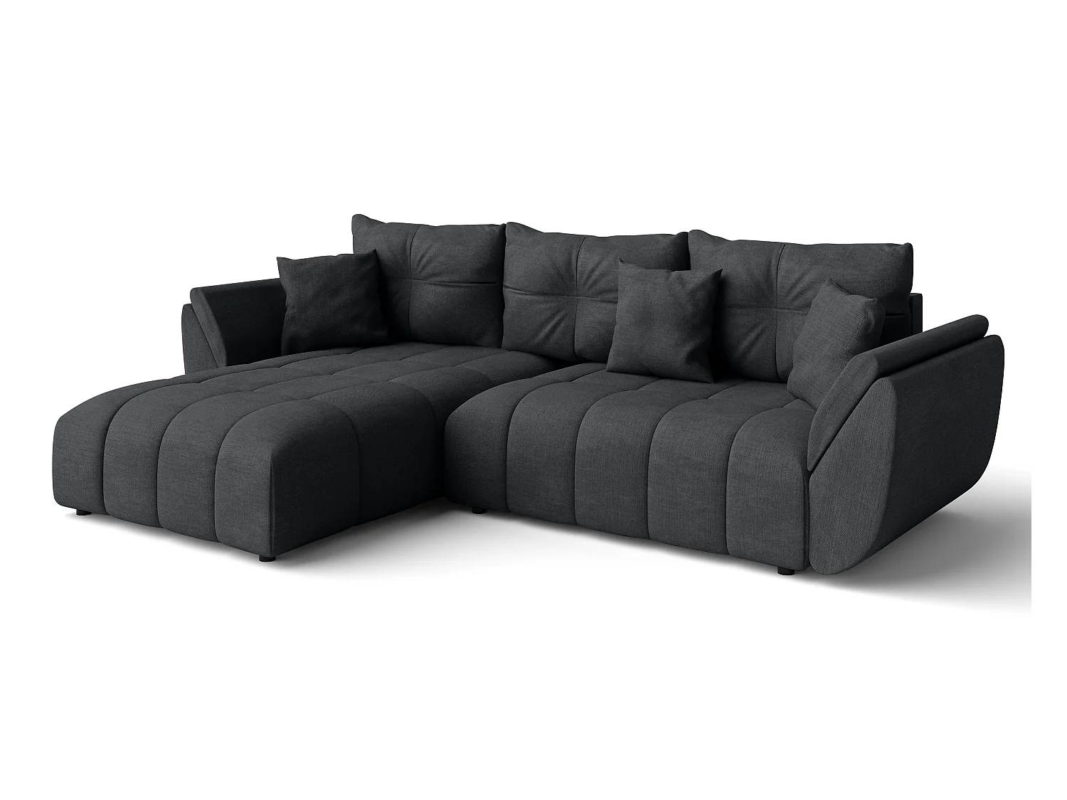 AX LIVING L Form Ecksofa dunkelgrau Verciani Schlaffunktion Bettkasten
