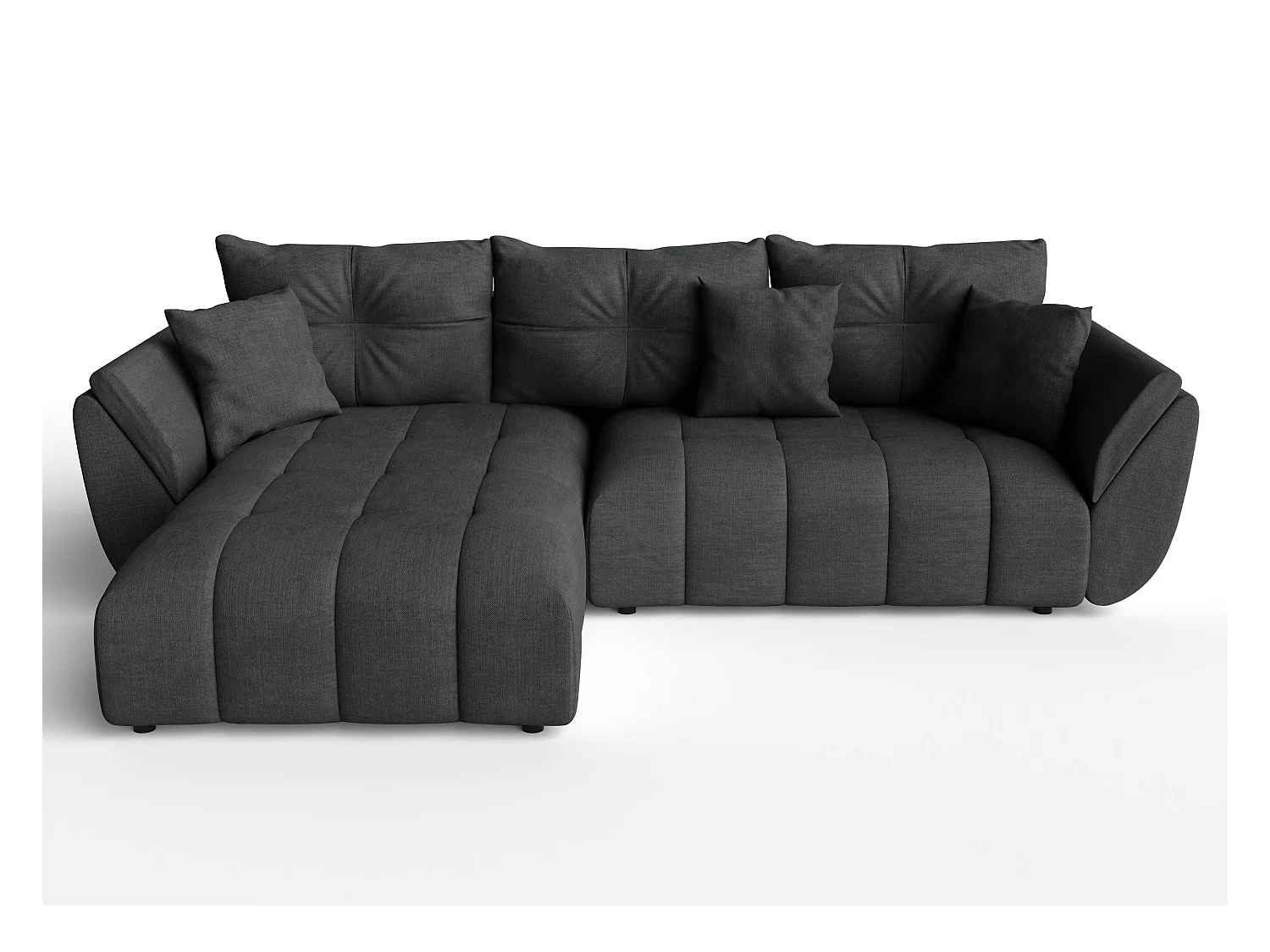 AX LIVING L Form Ecksofa dunkelgrau Verciani Schlaffunktion Bettkasten
