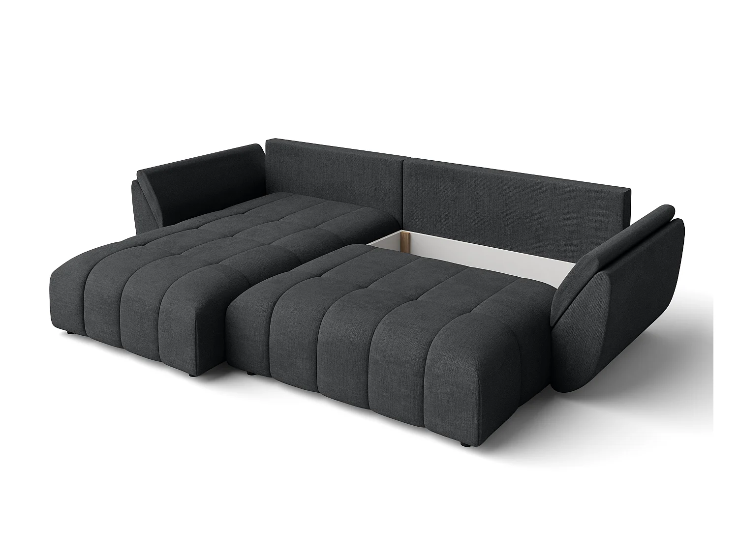 AX LIVING L Form Ecksofa dunkelgrau Verciani Schlaffunktion Bettkasten