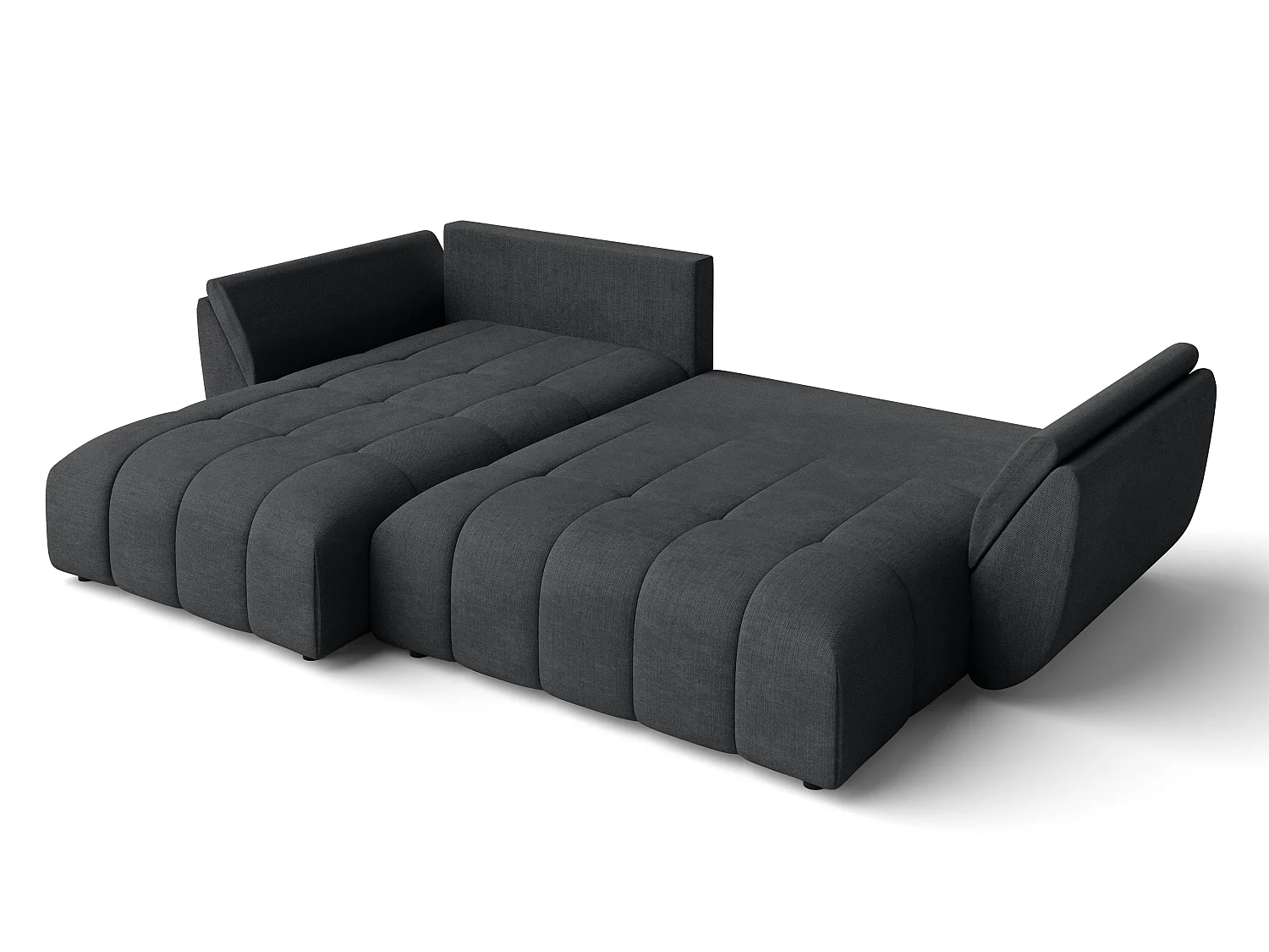 AX LIVING L Form Ecksofa dunkelgrau Verciani Schlaffunktion Bettkasten