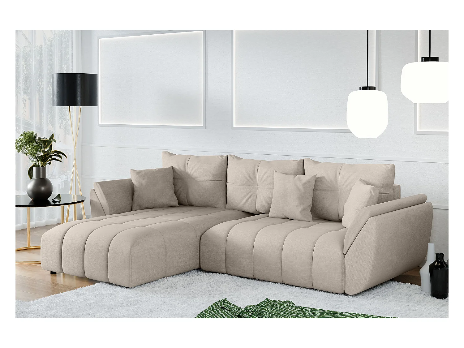AX LIVING Canapé d angles convertible Verciani canapé méridien marron