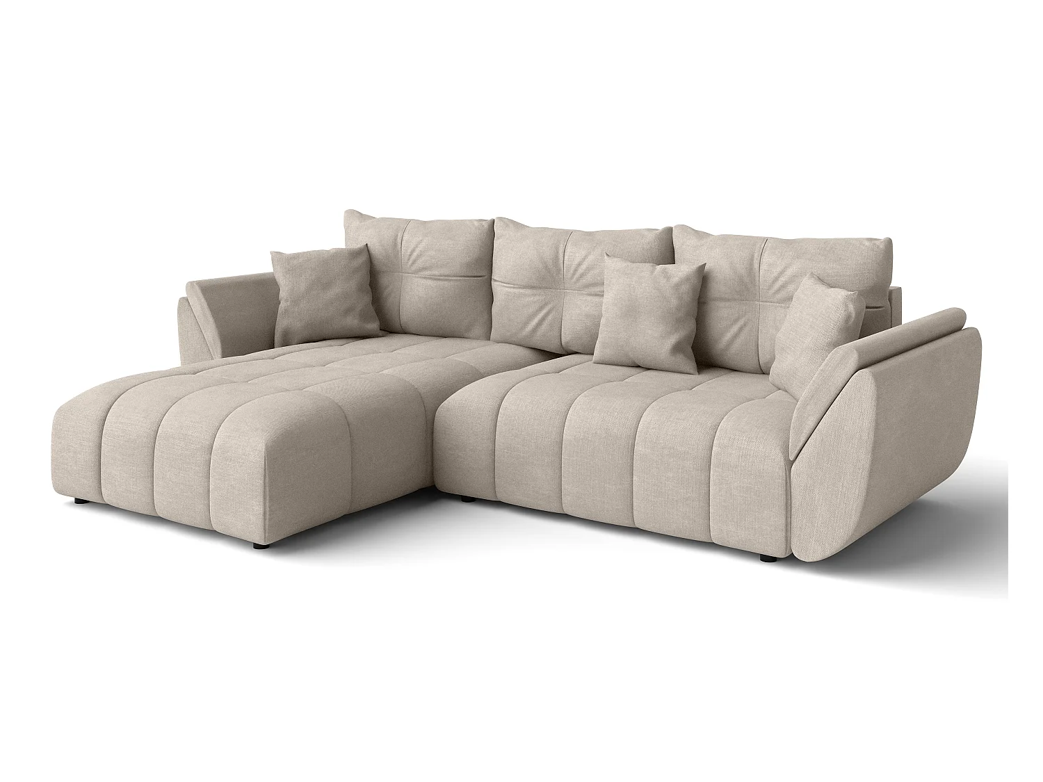 AX LIVING L Form hellbraune Ecksofa Verciani Schlaffunktion Bettkasten